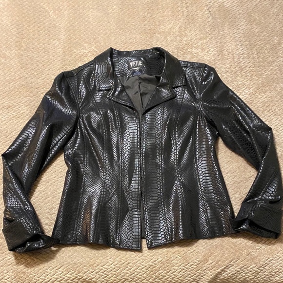 VIRTUE Faux Snake Leather Black Jacket - Picture 6 of 11